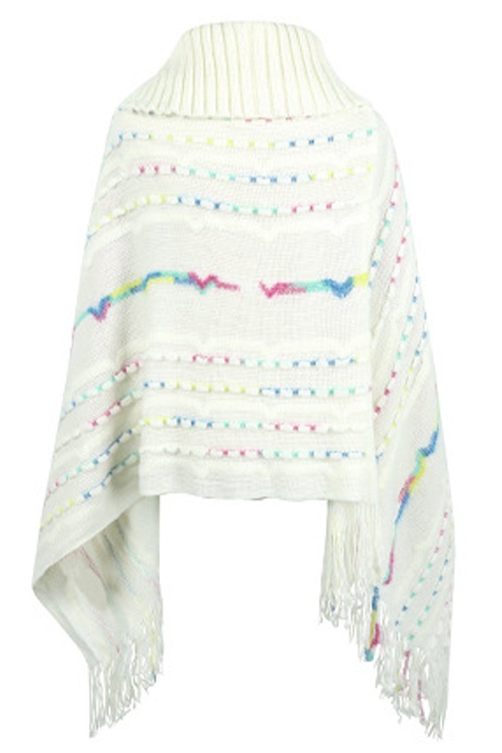 Cloak Sleeve Fringe Detail Poncho - Guy Christopher