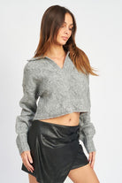 COLLARED CABLEKNIT BOXY SWEATER - Guy Christopher