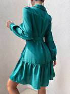 Collared Lantern Sleeve Mini Dress - Guy Christopher