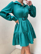 Collared Lantern Sleeve Mini Dress - Guy Christopher