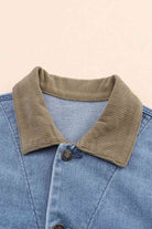 Collared Neck Button Front Denim Jacket - Guy Christopher