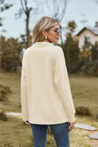 Collared Neck Cable-Knit Long Sleeve Blouse - Guy Christopher