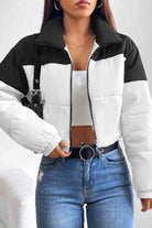 Collared Neck Color Block Puffer Jacket - Guy Christopher