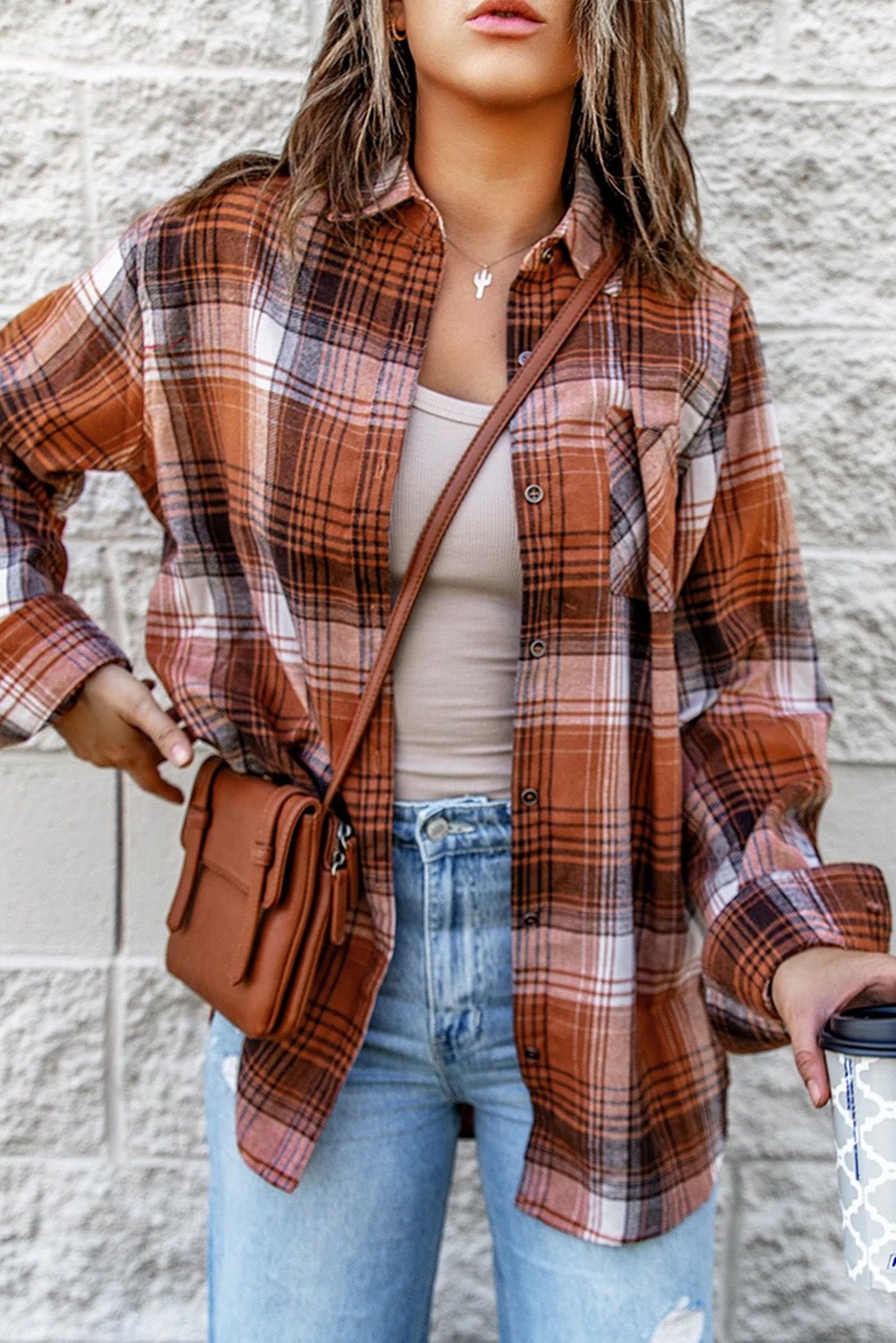 Collared Neck Long Sleeve Plaid Shirt - Guy Christopher