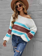 Color Block Boat Neck Knit Top - Guy Christopher