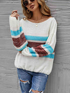 Color Block Boat Neck Knit Top - Guy Christopher