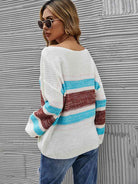 Color Block Boat Neck Knit Top - Guy Christopher