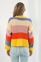 Color Block Button-Down Dropped Shoulder Cardigan - Guy Christopher