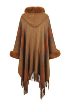 Color Block Fringe Detail Poncho - Guy Christopher