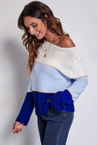 Color Block Horizontal Ribbing Sweater - Guy Christopher