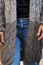 Color Block Open Front Cable-Knit Cardigan - Guy Christopher