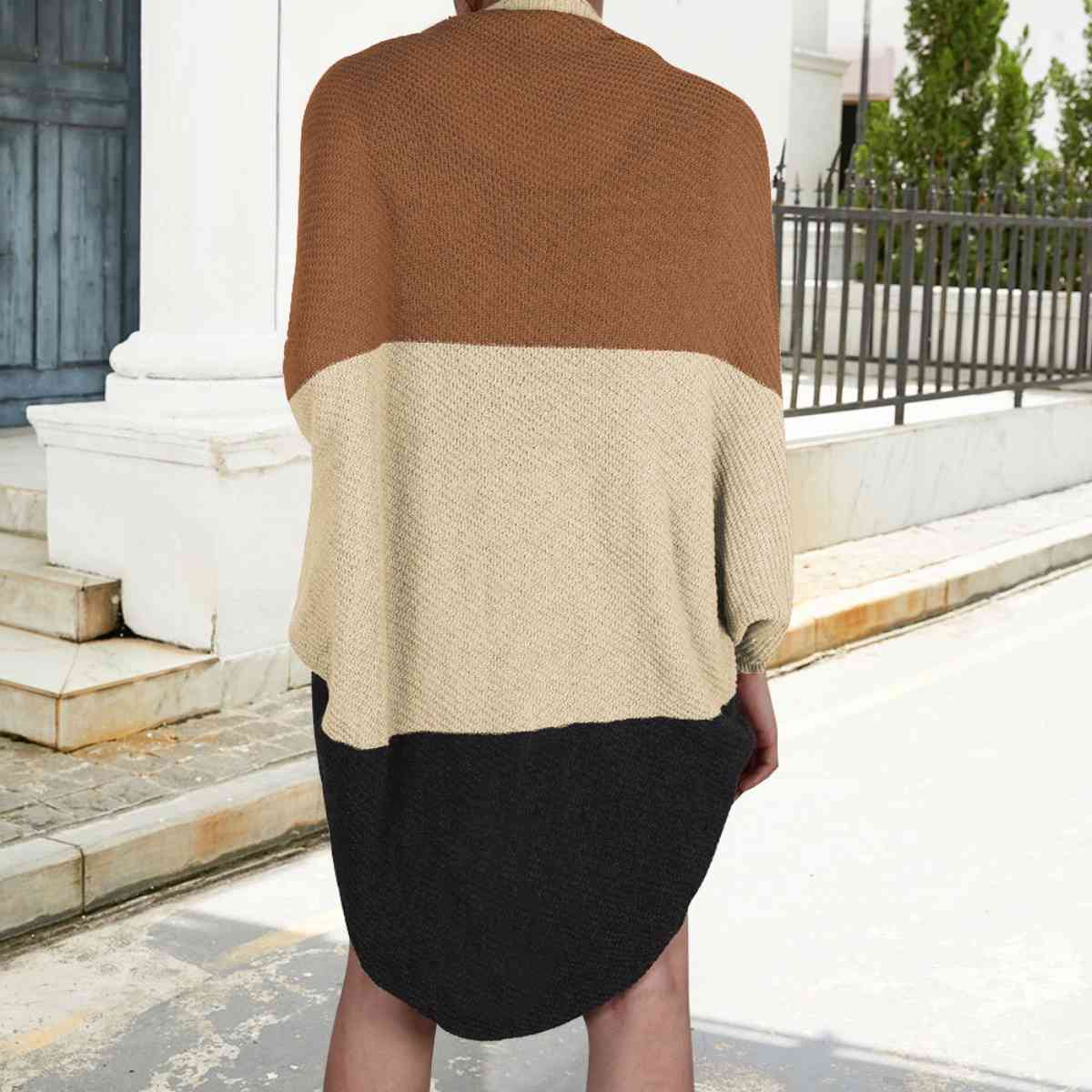 Color Block Open Front Cardigan - Guy Christopher