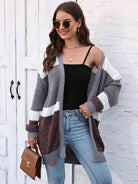 Color Block Open Front Cardigan - Guy Christopher