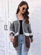 Color Block Open Front Cardigan - Guy Christopher