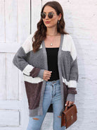 Color Block Open Front Cardigan - Guy Christopher