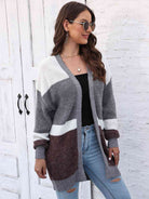 Color Block Open Front Cardigan - Guy Christopher