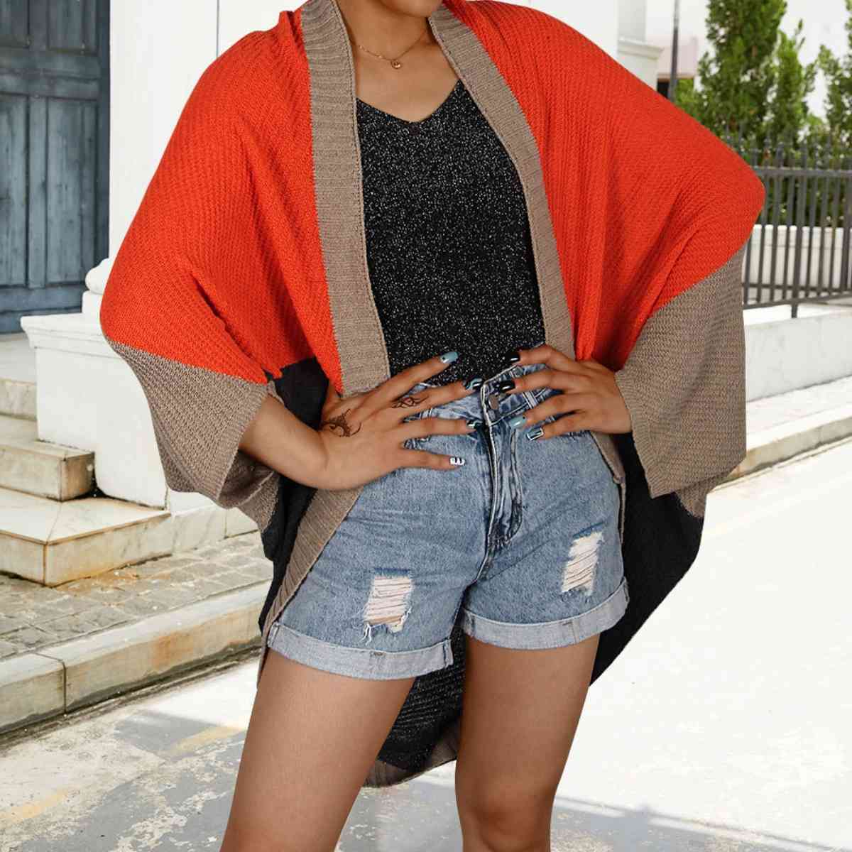 Color Block Open Front Cardigan - Guy Christopher