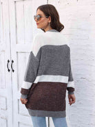 Color Block Open Front Cardigan - Guy Christopher