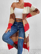 Color Block Open Front Longline Cardigan - Guy Christopher