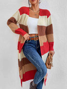 Color Block Open Front Longline Cardigan - Guy Christopher