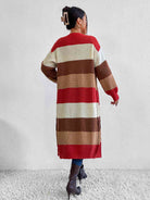 Color Block Open Front Longline Cardigan - Guy Christopher