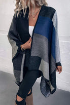 Color Block Open Front Poncho - Guy Christopher