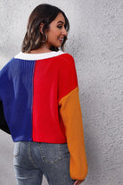 Color Block Ribbed Long Sleeve Cardigan - Guy Christopher