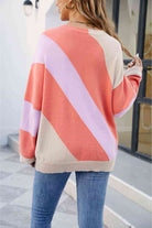 Color Block Ribbed Round Neck Sweater - Guy Christopher