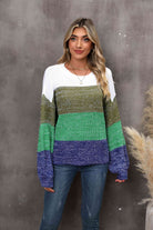 Color Block Round Neck Dropped Shoulder Sweater - Guy Christopher