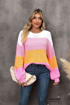 Color Block Round Neck Dropped Shoulder Sweater - Guy Christopher