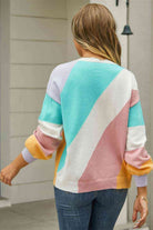 Color Block Round Neck Long Sleeve Sweater - Guy Christopher