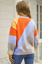 Color Block Round Neck Long Sleeve Sweater - Guy Christopher