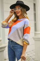 Color Block Round Neck Long Sleeve Sweater - Guy Christopher