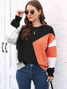 Color Block Round Neck Sweater - Guy Christopher