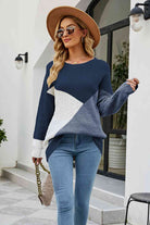 Color Block Round Neck Sweater - Guy Christopher