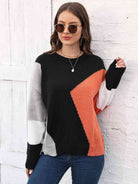 Color Block Round Neck Sweater - Guy Christopher