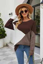 Color Block Round Neck Sweater - Guy Christopher