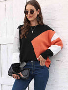 Color Block Round Neck Sweater - Guy Christopher