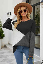 Color Block Round Neck Sweater - Guy Christopher