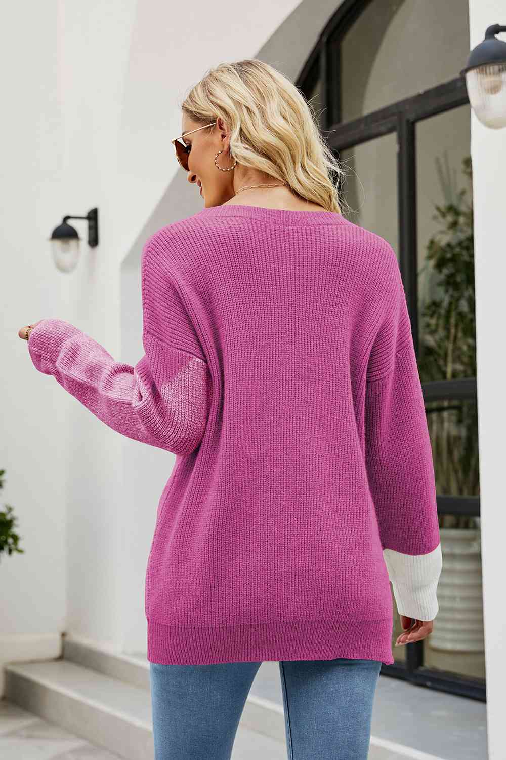 Color Block Round Neck Sweater - Guy Christopher