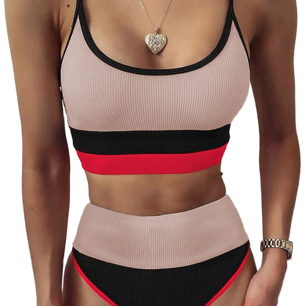 Color Block Spaghetti Strap Two-Piece Swim Set - Guy Christopher