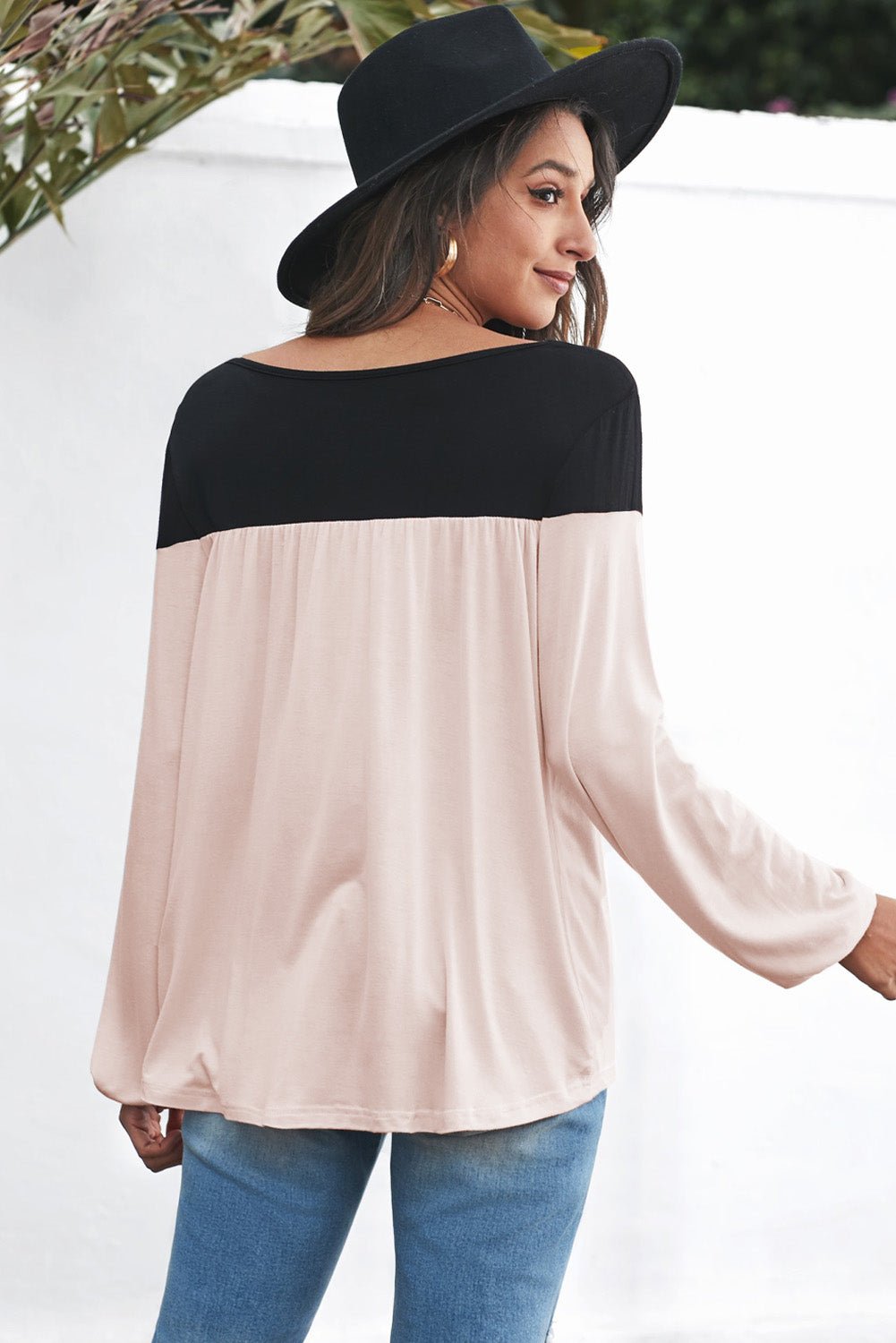 Contrast Balloon Sleeve Blouse - Guy Christopher