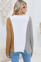 Contrast Color Dropped Shoulder Sweater - Guy Christopher