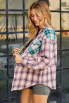 Contrast Plaid Long Sleeve Collared Neck Shirt - Guy Christopher