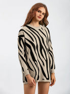 Contrast Round Neck Drop Shoulder Sweater - Guy Christopher