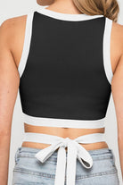 Contrast Tie Back Round Neck Tank - Guy Christopher