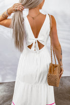 Contrast V-Neck Cutout Sleeveless Maxi Dress - Guy Christopher