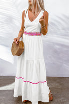 Contrast V-Neck Cutout Sleeveless Maxi Dress - Guy Christopher