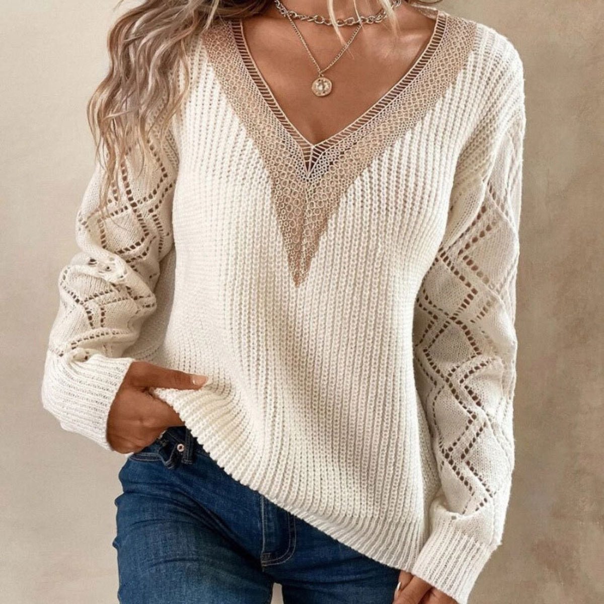 Contrast V-Neck Sweater - Guy Christopher