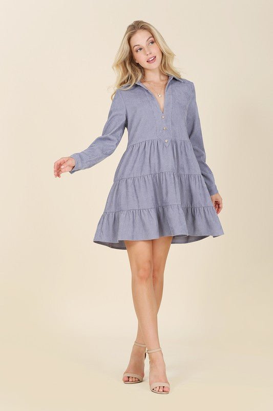 Corduroy tiered dress - Guy Christopher